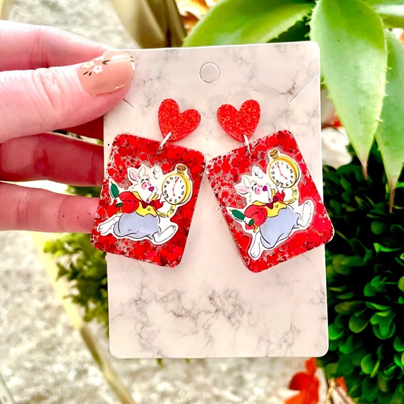 The White Rabbit Acrylic Earrings - Picture 2 of 4